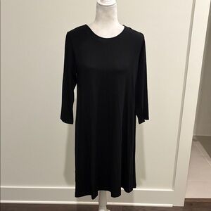 New With Tags Loft Petite Outlet Black Jersey Knit Swing Dress Sz MP